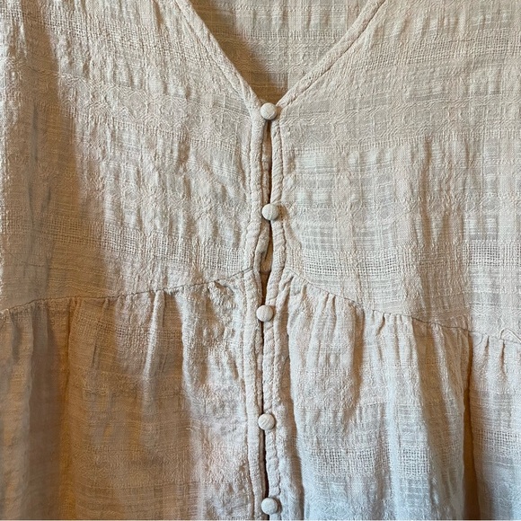 La Miel Blush Pink Crepe Cotton blend Baby Doll Ruffle Blouse sz M - Picture 2 of 10